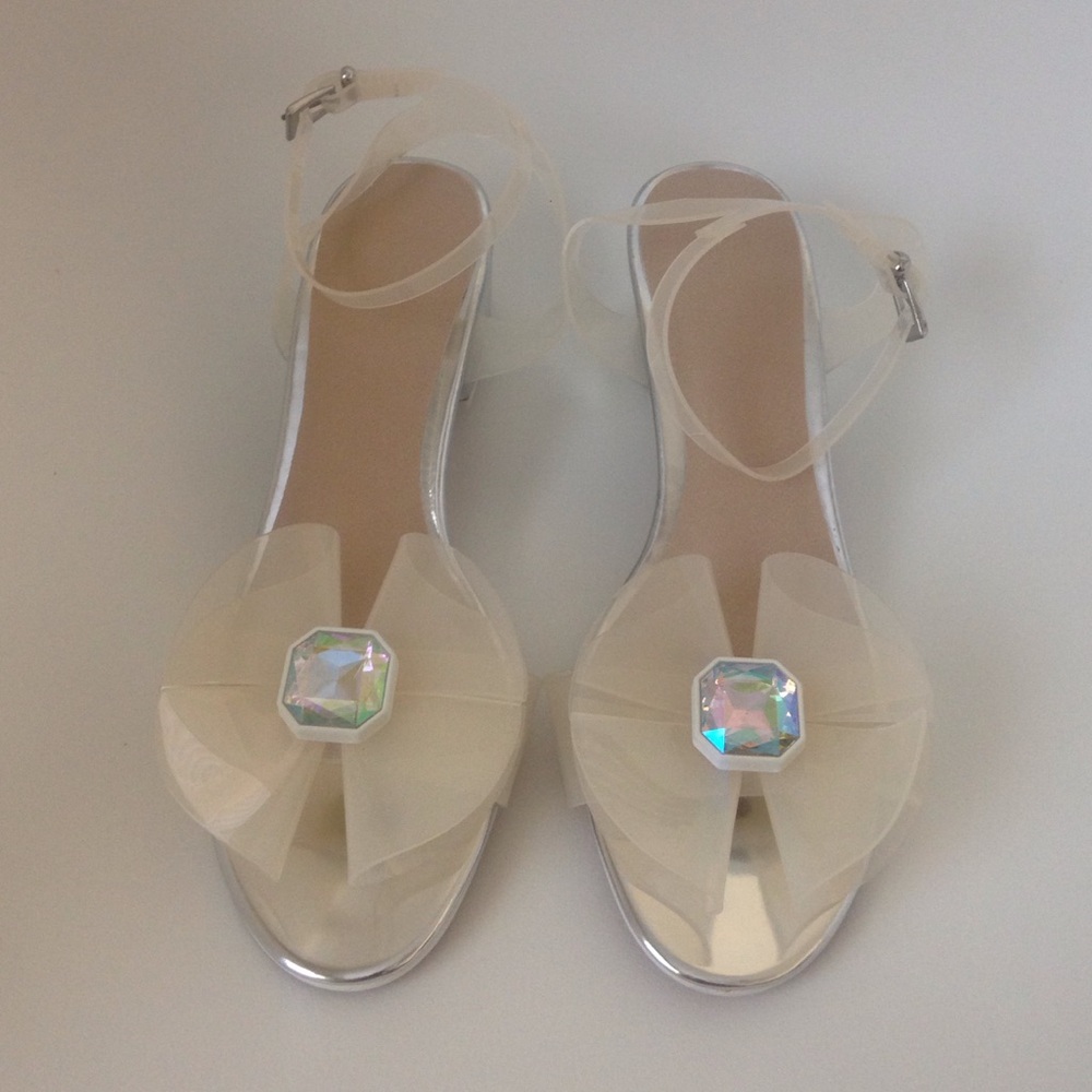 ASOS Cream Jelly Sandals with Iridescent Gem
